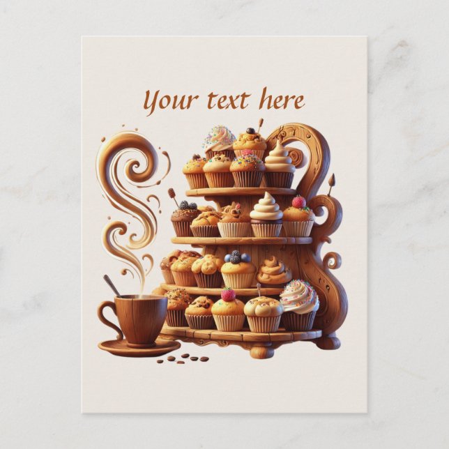Cartão Postal Curioso adicionar seu compro de café de texto (Frente)