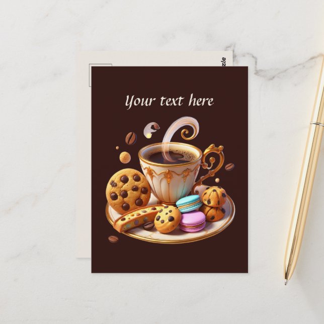 Cartão Postal Curioso adicionar seu compro de café de texto (Frente/Verso In Situ)