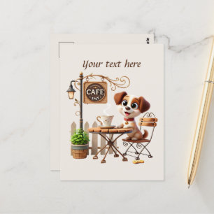 Cartão Postal Curioso adicionar seu compro de café de texto