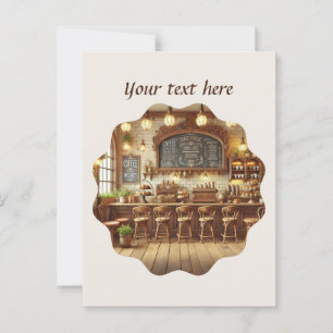 Cartão Postal Curioso adicionar seu compro de café de texto