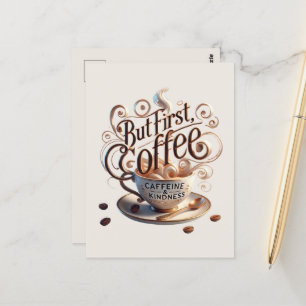 Cartão Postal Curioso adicionar seu compro de café de texto