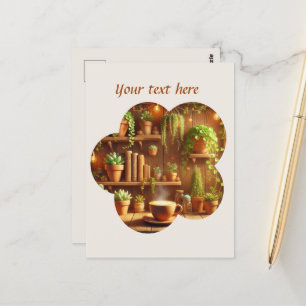 Cartão Postal Curioso adicionar seu compro de café de texto