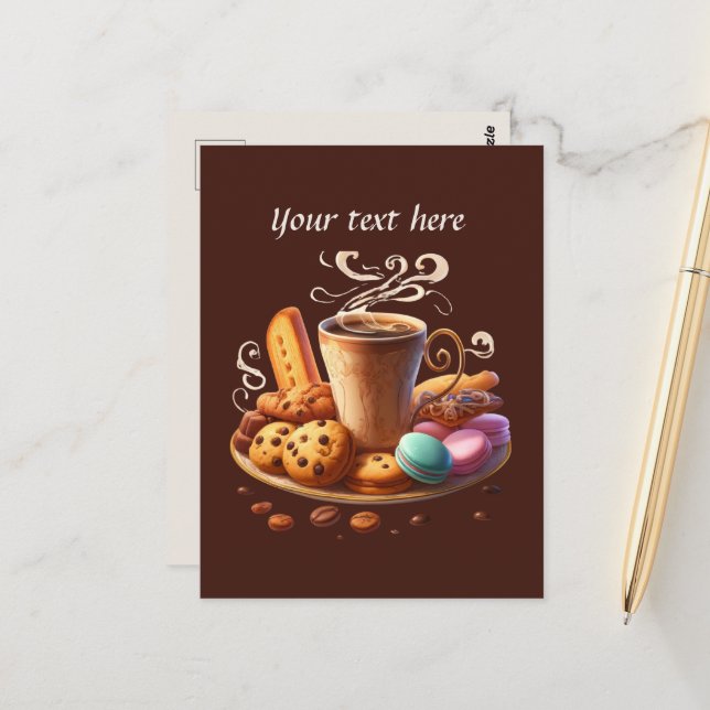 Cartão Postal Curioso adicionar seu compro de café de texto (Frente/Verso In Situ)