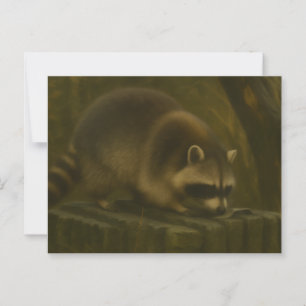 Cartão Postal Curioso Raccoon - Floresta Selvagem Realista