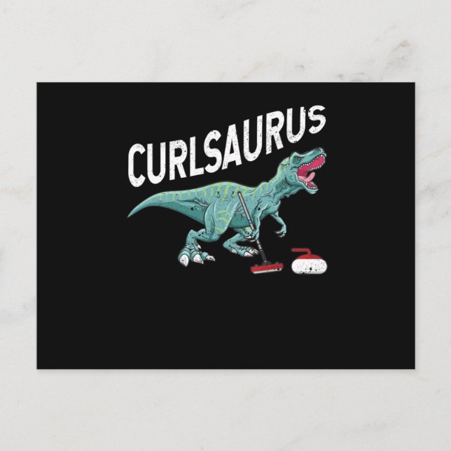 Cartão Postal Curlsaurus Curling Saurus Dinosaur Curling Iron (Frente)