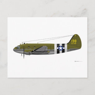 Cartão Postal Curtiss C-46 Tiras de Invasão de Comando