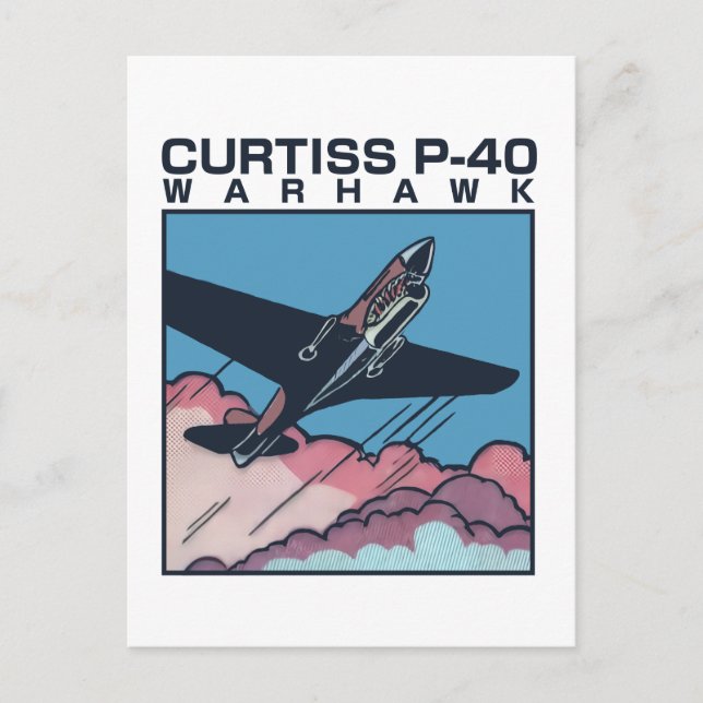 Cartão Postal Curtiss P-40 Warhawk | WW2 Plane (Frente)