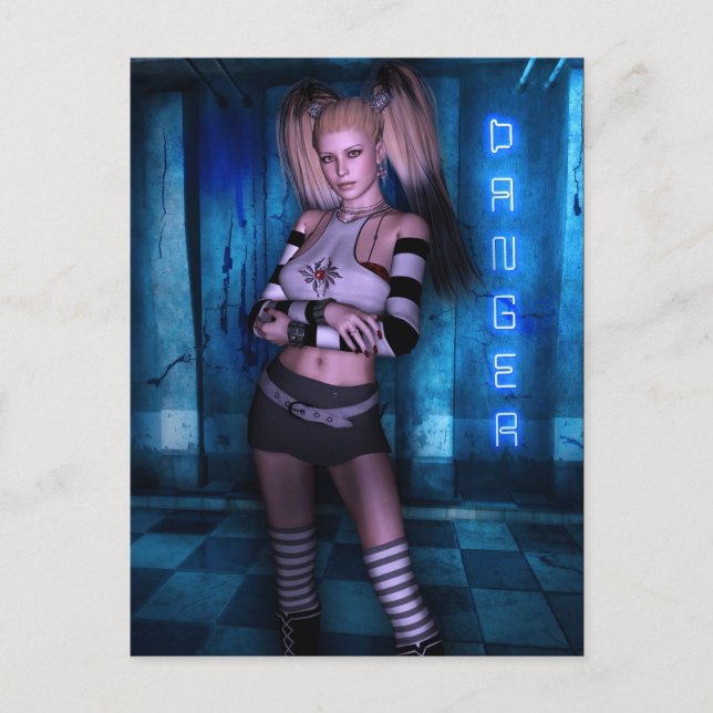 Cartão Postal Curvas Perigosas Gótico Girls™ Fantasy Pinup (Frente)