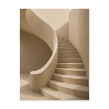 Curved Staircase Minimalist Beige Postcard