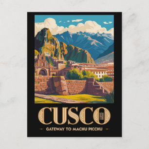 Cartão Postal Cusco Peru Ilustração Arte de Viagem Vintage