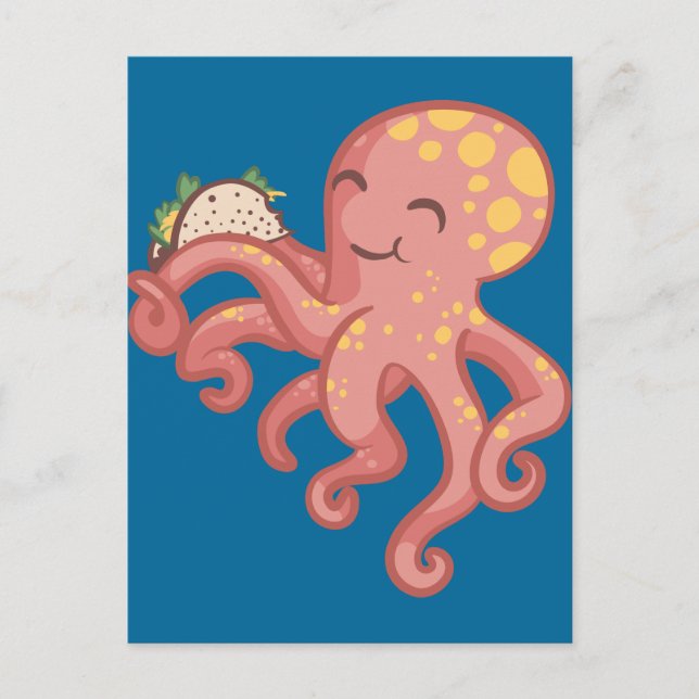 Cartão Postal Custa Engraçado Tako Taco Octopus (Frente)