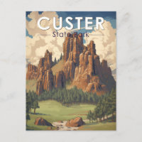 Custer State Park South Dakota Viagem Art Vintage