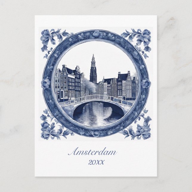 Cartão Postal Custom Blue Delft Amsterdam  (Frente)