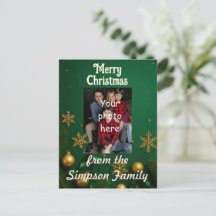 Custom Family Photo Christmas Postcard