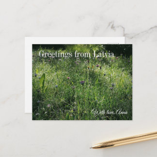 Cartão Postal Custom Greetings from Latvia Wildflower Photograph