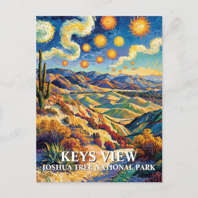 Cartão Postal Custom Joshua Tree Keys View Van Gogh Landscape (Frente)