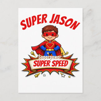 Cartão Postal Custom Kids Superhero Name & Superpower