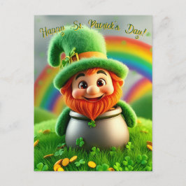 Cartão Postal Custom Leprechaun Gnome St. Patrick's Day Shamrock
