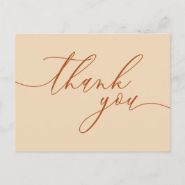 Cartão Postal Custom Photo terracotta script signature thank you