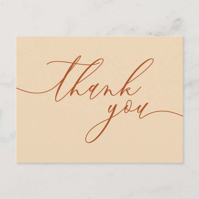 Cartão Postal Custom Photo terracotta script signature thank you (Frente)