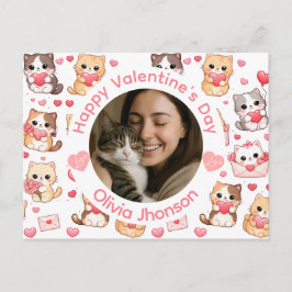 Cartão Postal Custom Photo Valentine’s Day Cat Lover Postcard