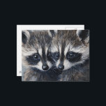 Cartão Postal Cute Adorable Baby Raccoons AI Painting<br><div class="desc">Two adorable baby raccoons painting AI generated art</div>