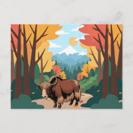 Cartão Postal Cute & adorable brown Yak