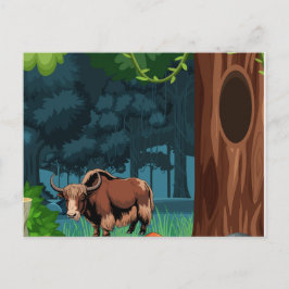 Cartão Postal Cute & adorable brown Yak