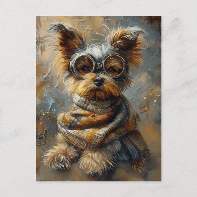 Cartão Postal Cute Adorable Steampunk Yorkshire Terrier Dog 163 (Frente)