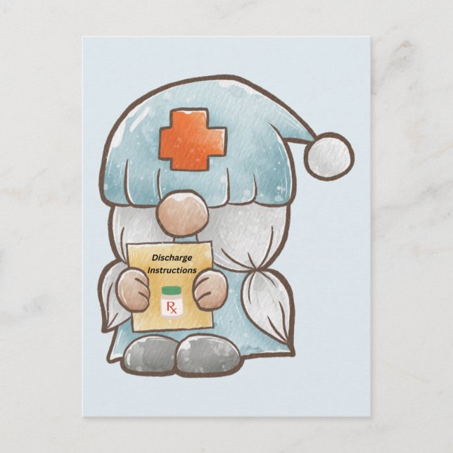 Cartão Postal Cute Anão Enfermeira Médica Recupere-se (Frente)
