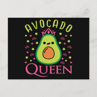 Cartão Postal Cute Avocado Queen with Heart Keto Girl Cooking 