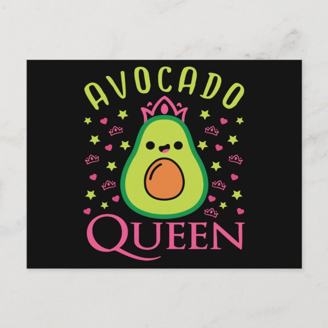 Cartão Postal Cute Avocado Queen with Heart Keto Girl Cooking  (Frente)