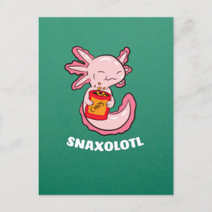 Cartão Postal Cute Axolotl Lover Snaxolotl Kawaii Comida Axolotl