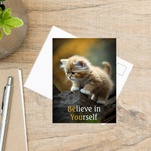 Cartão Postal Cute Believe in Yourself Inspirational Cat 