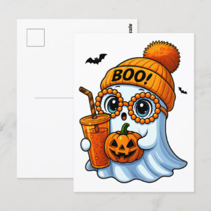 Cartão Postal Cute Boujee Ghost Halloween   Spooky Chic Aestheti