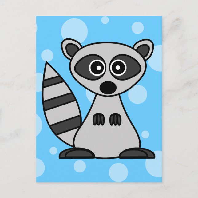 Cartão Postal Cute Cartoon Raccoon (Frente)