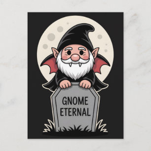 Cartão Postal Cute Cartoon Vampiro Gnomo em Pé em uma Lápide