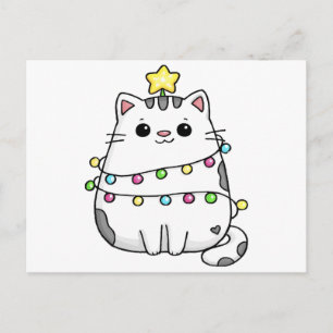 Cartão Postal Cute Cat Christmas design