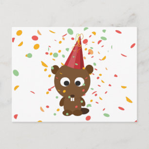 Cartão Postal Cute Confetti Party Beaver