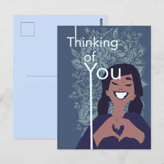 Cartão Postal Cute coração de amor padrão floral pensando em voc