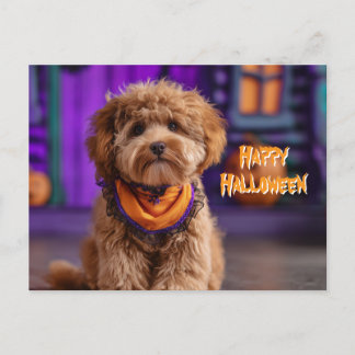 Cartão Postal Cute Dog Happy Halloween Haunted House