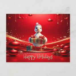 Cartão Postal Cute Duck Christmas Holiday Postcard