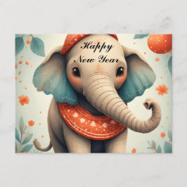 Cartão Postal Cute Festive Elephant