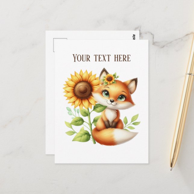 Cartão Postal Cute fox lovers customizable  (Frente/Verso In Situ)