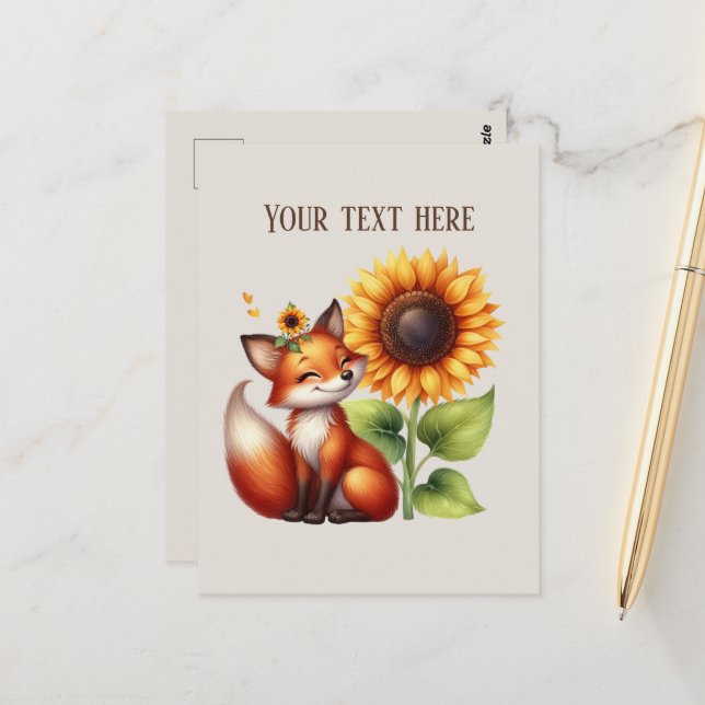 Cartão Postal Cute fox lovers customizable  (Frente/Verso In Situ)