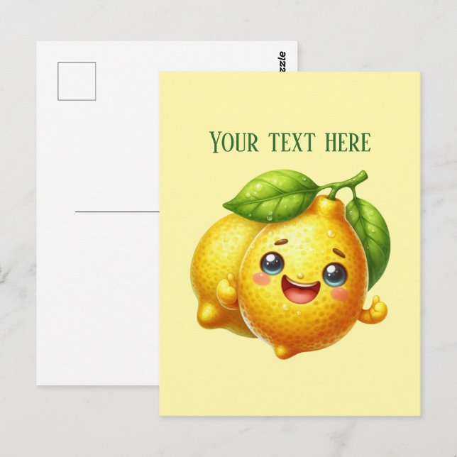 Cartão Postal Cute fresh lemon customizable  (Frente/Verso)