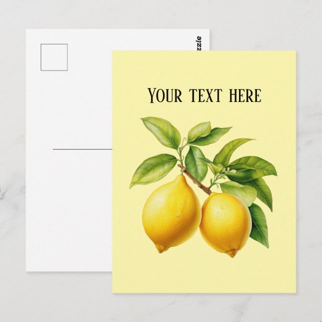 Cartão Postal Cute fresh lemon customizable  (Frente/Verso)