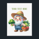 Cartão Postal Cute gardening gnome mixed vegetable customizable<br><div class="desc">Cute gardening gnome mixed vegetable customizable postcard</div>