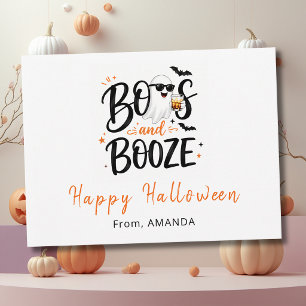 Cartão Postal Cute Ghost Boos e Bebidas Halloween