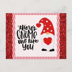 Cartão Postal Cute Gnomo Divertido Brilho Vermelho